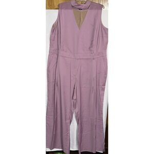 Wildfang The Empower High Waisted V-Neck Jumpsuit Size 22W Wide Leg